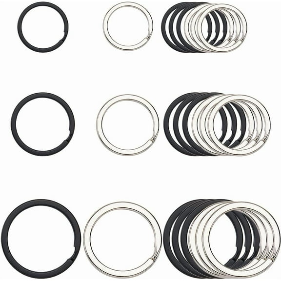 1 Box 30Pcs 0.79/0.98/1.26 Inch Flat Key Rings Round Split Keyrings Circular Iron Double Loop Jump Ring Metal Craft Keychain Ring Clips for Home Car Keys Keychains Organization Accessories