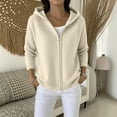 thumbnail image 4 of Womens Ribbed Knit Full Zip Up Hoodie Sweater Slouchy Jacket Long Sleeve with Pockets Casual Cozy Loungewear Fall Fashion 2026 Cardigan, Beige, XXXL, 4 of 6