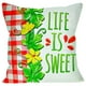 thumbnail image 2 of Funda de almohada de lino a cuadros con estampado de sandía – Funda decorativa para cojín de sofá para sala de estar, dormitorio o uso exterior – Tejido de lino suave y transpirable con cremall, 2 of 5