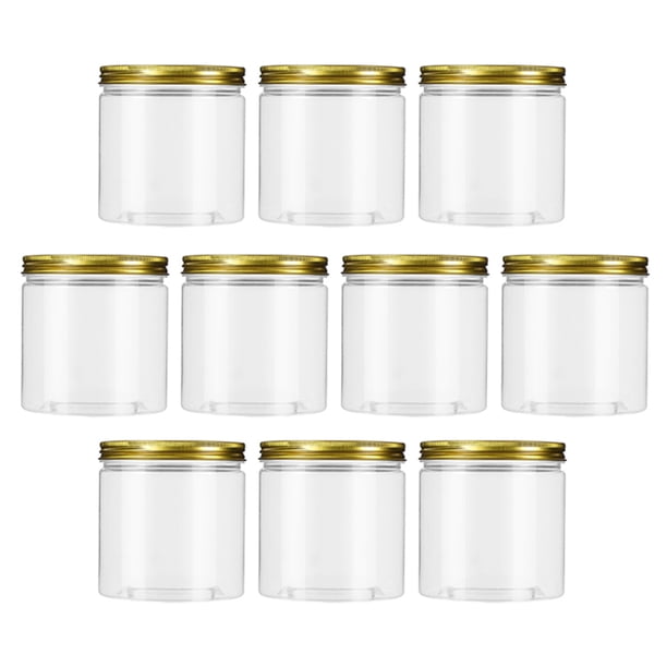 10 PCS Frascos de plástico Botellas de boca anchas Tarras de té portátil Tarras de almacenamiento de plástico (transparentes)