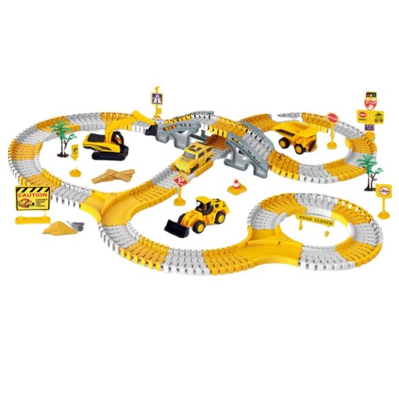 345 Pcs Construction Race Tracks for Kids Boys Toys Track Series Construction Car and Flexible Track Playset for Boys and Girls
