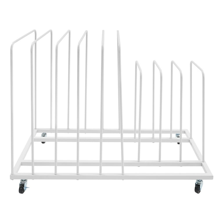 Art Drying Rack with Wheels, 33.46x17.32x27.17in White Iron, 9