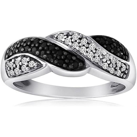 MyDiamondBox 1/4 Carat Total Weight (cttw) 10K Black and White Gold Diamond Ring, Wedding Ring for Women (Size: 7)