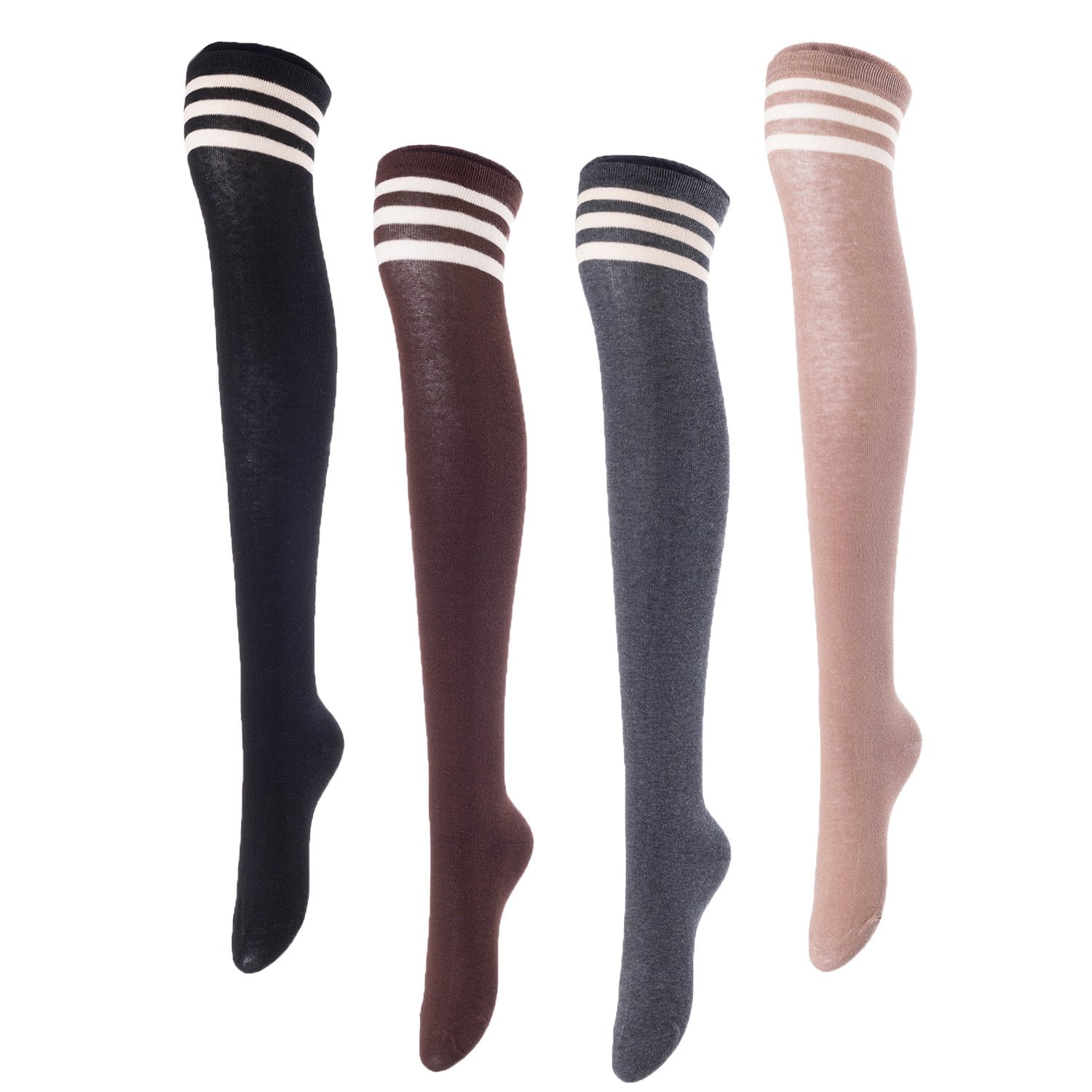 Meso Women's Big Girl's 4 Pairs Splendid Knee High Cotton Socks, Strong ...