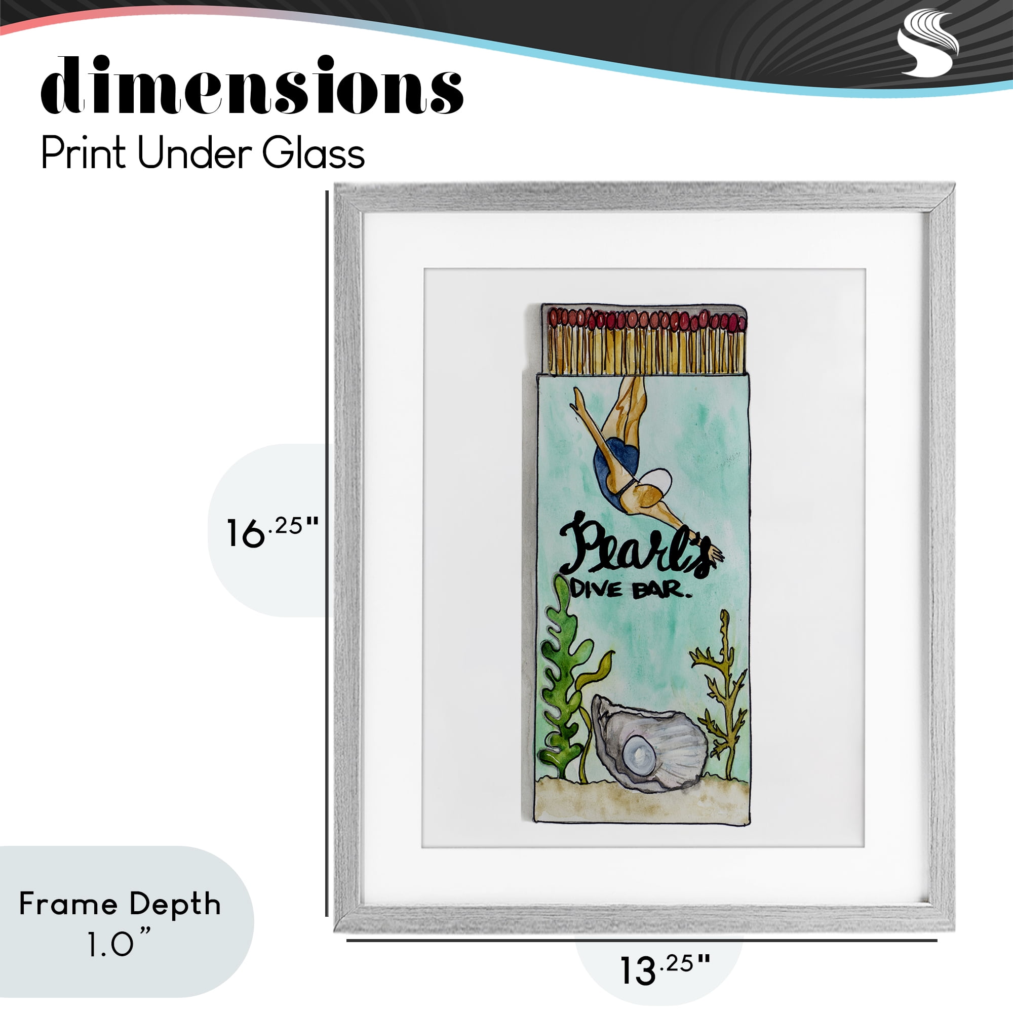Stupell Industries Pearl Dive Matchbook Gray Framed Print Under Glass, design by Nola James