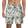 thumbnail image 2 of Picia Lilies Flowers pattern Mens Swim Trunks with Compression Liner Stretch Beach Shorts Quick Dry with Zipper Pockets No-Chafing Board Shorts-Medium, 2 of 9
