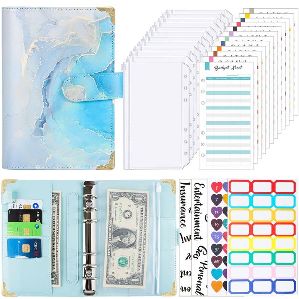 A6 Budget Organizer Binder Cash Envelope System Loose Leaf Notebook Diy Journal Agenda Planner With Zipper Pocket Expense SheetA6 He Qiyong unisex