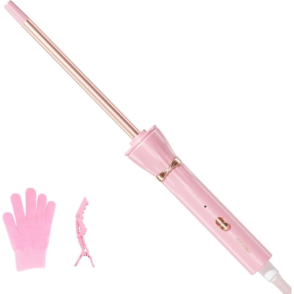 3/8 Inch Curling Iron Wand, Small Ceramic Curler Barrel Tiny, Pink