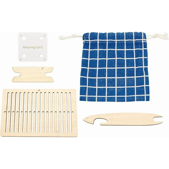 Colorful 2 Sets Weaving Loom Kit 2 Styles Wooden Knitting Tools Set Belt Weaving Shuttle and Weaving Loom Frames for Beginner Ideal