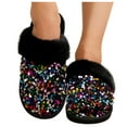 thumbnail image 3 of Wovix Women's Sequin Slippers Fuzzy Sparkly Non- Memory Foam Ladies House Shoes Indoor And Outdoor Comfy Thermal Fluffy Collar House Shoes, 3 of 9