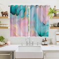 thumbnail image 2 of Teal Pink Marble Kitchen Curtains 72 Inch Length, Abstract Ink Painting Modern Luxury Grommet Top Bedroom Living Room Curtains, Light Filtering Cafe Curtain Drapes 2 Panels Set 104''x72'', 2 of 9