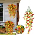 thumbnail image 2 of Fake Hanging Flowers for Outdoors, Lifelike Bloom Plant Vine with Green Leaves, Artificial Planter for Porch Window Garden Decoration (No Fading), 2 of 9