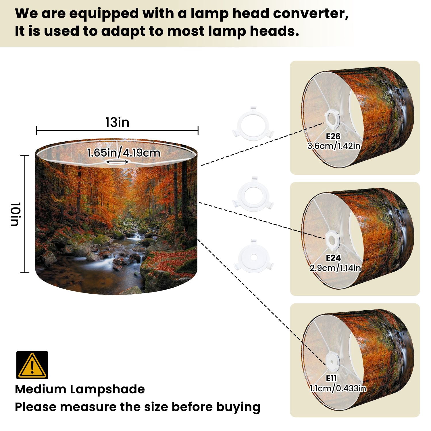 Linen Drum Lamp Shades Stream foggy Forest autumn Nationalpark Harz 13" x 13" x 10" Lampshade for Table Lamps Floor Lamps Lamp Shade Replacement Easy Assembly Required