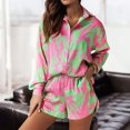 thumbnail image 2 of Moda mujer Casual verano cuello pico botón manga larga camisa Top + pantalón conjunto Wmkox8yi  bvn136, 2 of 9
