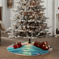 Daiia Retro Palm Beach Sunset Drawing Merry Christmas Tree Skirt , Xmas