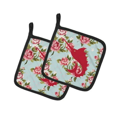 Caroline's Treasures BB1097-RS-BU-PTHD Pair of Pot Holders, 7.5HX7.5W, multicolor