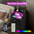 thumbnail image 6 of Nightstand with LED Light, Charging Station, 3 Deep Drawers & Shelves, Modern Wood Night Stand Bed Side End Table with Glossy Front for Bedroom & Living Room, 6 of 6
