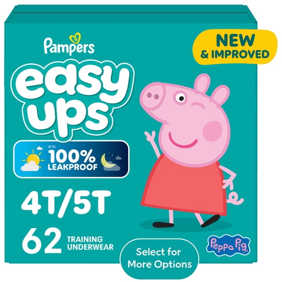 Pampers Easy Ups Peppa Potty Training Pants Girls Size 4T-5T, 62 Count (Select for More Options)