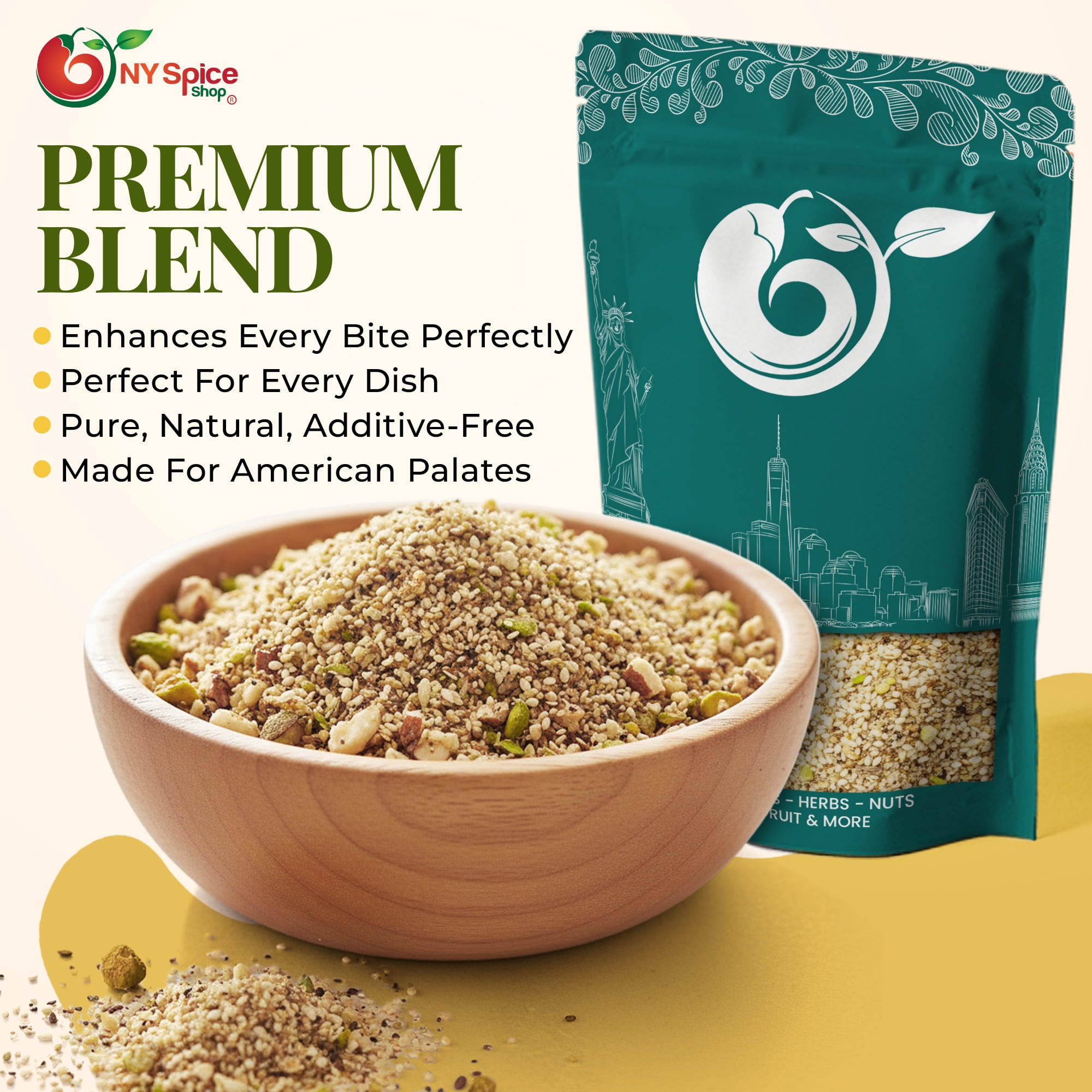 NY SPICE SHOP Dukkah Spice Blend - 08 Ounce - Middle Eastern Dukkah Blend - Traditional Egyptian Dukkah Mix Seasoning of Nuts and Spices - Perfect for Middle Eastern Cuisine
