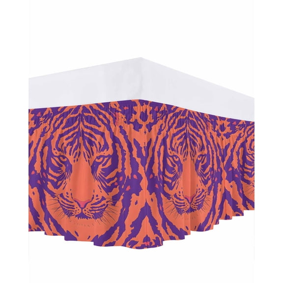 Tiger Bed Skirt Abstract Modern Bed Skirts King Size 16 Inch Drop, Wrap Around Dust Ruffle Bedskirt with Adjustable Elastic Belt for Queen Size Beds