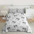 thumbnail image 3 of Homewish Ribbon Bow Bowtie Full Size Comforter Sets,Country Leaves Bedding Comforter Set,Gray Silver Bedding Sets For Girl Kids,Ultra Soft Home Decor Reversible,3 Pieces, 3 of 9