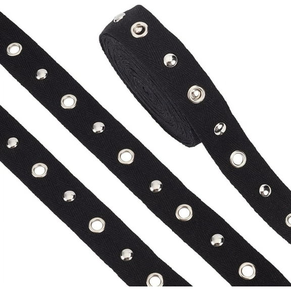 5 Yards Cotton Grommet Tape Silver Eyelet Tape 1inch Wide Black Eyelet Grommet Tape Eyelet Twill Tape for Sewing DIY Lace up T-Shirt Kit