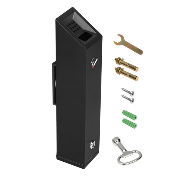 VEVOR Cigarette Butt Receptacle, Stainless Steel Cuboid Cigarette Butt Container, Wall Mounted and Weatherproof Outdoor Cigarette Butt Disposal for Garden, Office, Restaurant, Hotel, Bar, Black