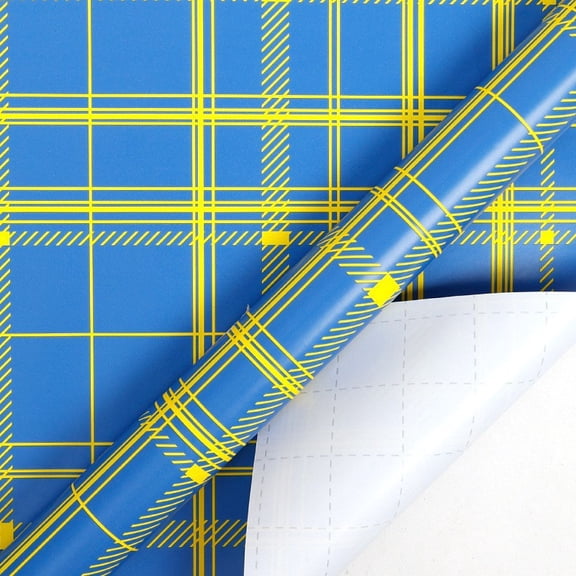 43x300cm Gift Wrapping Paper Blue Plaid Birthday Valentines Day Bouquet Packaging Paper Wedding Baby Shower DIY Decoration Paper
