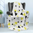 thumbnail image 4 of Geometric Soft Flannel Fleece Throw Blanket, Abstract Triangles Diamond Motives in Mosaic Puzzle Style Illustration Print, Cozy Plush for Indoor and Outdoor Use, 70" x 90", Yellow Black, by Ambesonne, 4 of 5