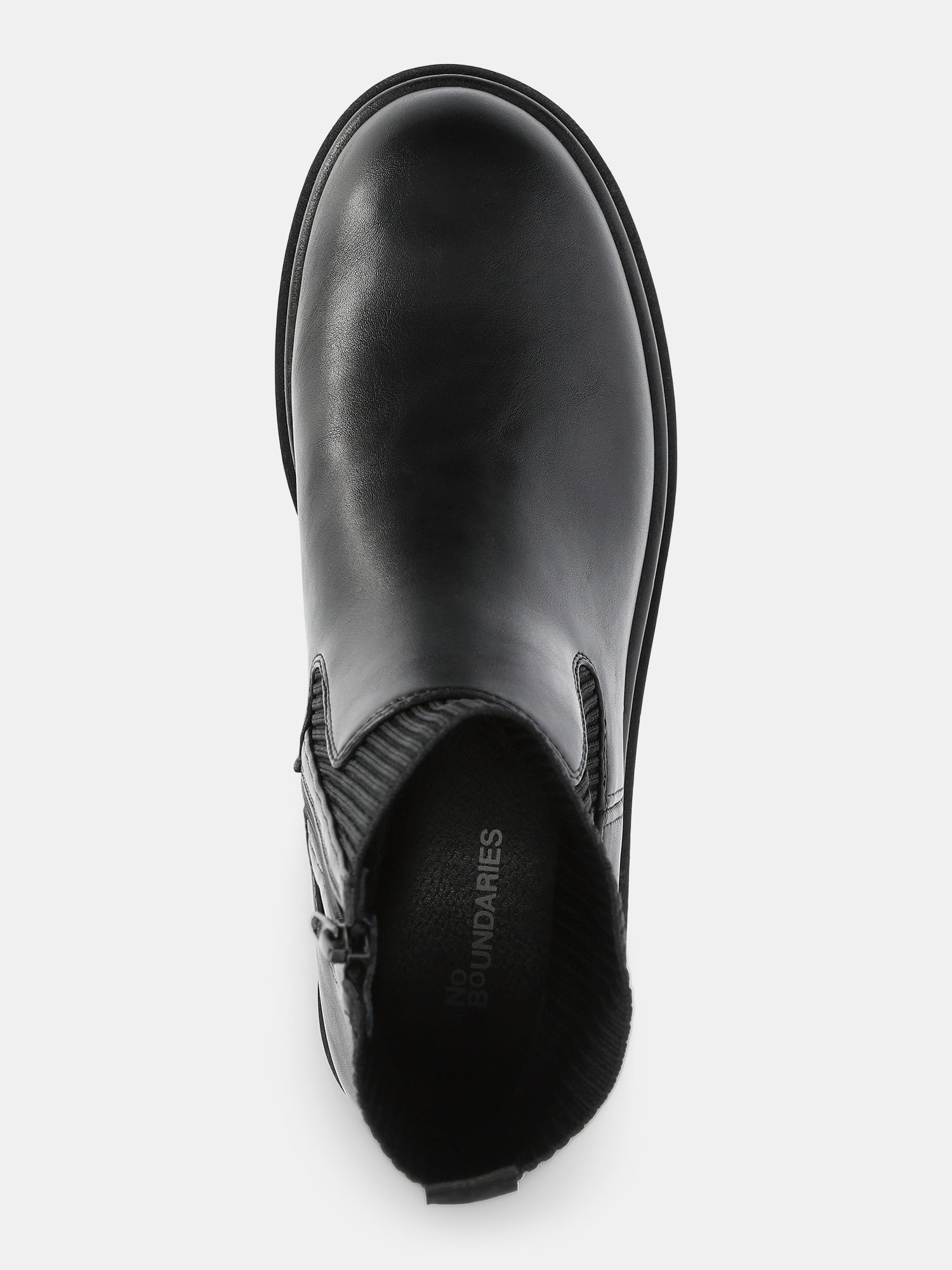 No Boundaries Women's Faux Leather and Knit Chelsea Boots