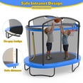 thumbnail image 5 of 72" Toddler Trampoline with Safety Enclosure Net, Conchico Oval Indoor Kids Trampoline with Gym Bar, Basketball Hoop, Mini Trampoline for Kids, Small Trampoline with Net, Blue, 5 of 9