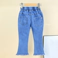 thumbnail image 6 of NAISIBABY Girls Flare Jeans, Stretchy Loose Cute Bow Elastic Waist Casual Fashion Pants with Pockets Light Blue Size 4T, 6 of 9