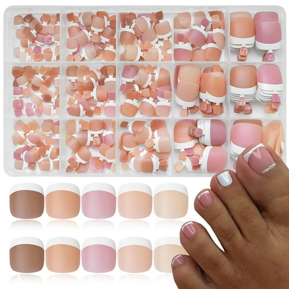 300pc White French Tips Gel x Nail Tips Toenails Press on Nails Short Square Fake Toenails Soft Gel Toe Nail Tips Full Cover Glue on False Nails Toe Gel Tip for Acrylic Toe Nail Extension