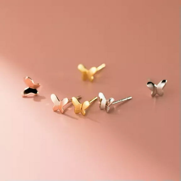 K-KED 925 Sterling Silver 7*5 mm Butterfly Stud Earrings-Gold