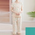 thumbnail image 4 of YABCSAZ 2 Piece Outfits Pajama Set for Women Short Sleeve Round Neck T Shirt Tops and Capri Pants, Casual Loose Fit Print Sleepwear Homewear Summer Lounge Sets, 4 of 6