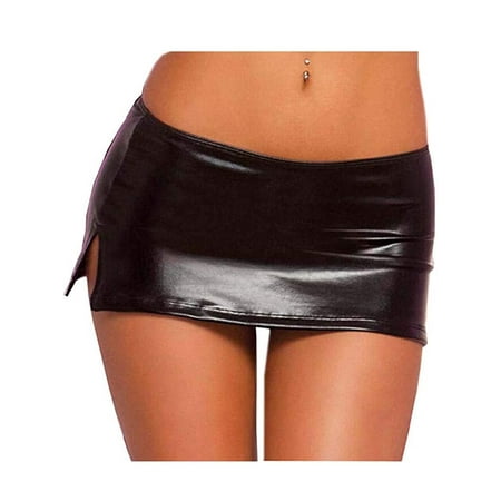 Women s Sexy Lingerie Skirts PU Leather Babydolls Super Mini Skirt Clubwear Elastic Costume Skirt