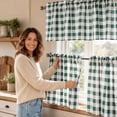 thumbnail image 5 of 3pcs Cafe Curtain Set, One Top Valance and Two Lower Panels, Light Filtering Thermal Window Covering for Kitchen Bathroom Basement Laundry Room and Small Windows, B-Green, 5 of 9