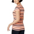 thumbnail image 2 of maison Jules Womens Striped Basic T-Shirt, Pink, X-Small, 2 of 2