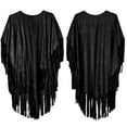 thumbnail image 4 of Women's Suede Shawl Under $5! Kadlawus Women's Solid Color Suede Cloak, Fringe Shawl, Winter Fashion Scarf for Cold Weather, Travel, Casual, Lightweight, Gift for Her, Suede Wrap, Bohemian Cape, 4 of 4