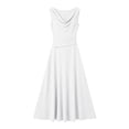 thumbnail image 5 of Women's Sleeveless Cowl Neck Chiffon Midi Dress Ruched Waist Fitted A Line Flowy Dress formal Evening Gown Wedding Guest Party Dress White, 5 of 5