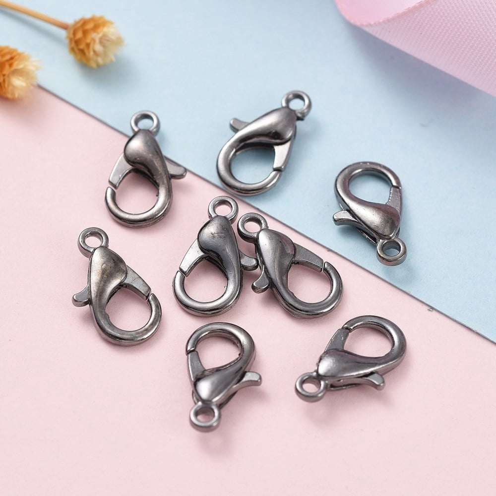1000pcs Zinc Alloy Lobster Claw Clasps Parrot Trigger Clasps Cadmium Free & Lead Free Gunmetal 14x8mm Hole: 1.8mm