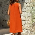 thumbnail image 7 of Wycnly Womens Dresses Beach Loose Lightweight Swing Tank Midi Sundress with Pocket Summer Solid Round Neck Sleeveless Formal Knee-Length Dress Orange m, 7 of 7