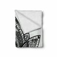 thumbnail image 2 of Black and White Soft Flannel Fleece Throw Blanket, Lotus Flower Paisley Leaves Yoga Style, Cozy Plush for Indoor and Outdoor Use, 70" x 90", Black and Grey, by Ambesonne, 2 of 6