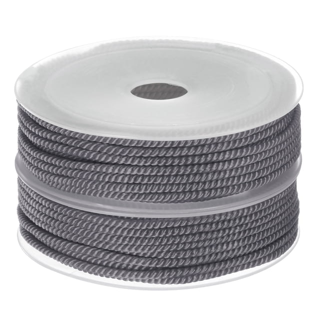Unique Bargains 2 Pack Twisted Nylon Twine Thread Beading Cord 3mm 7M/23 Feet Extra Strong Braided Nylon String, Grey