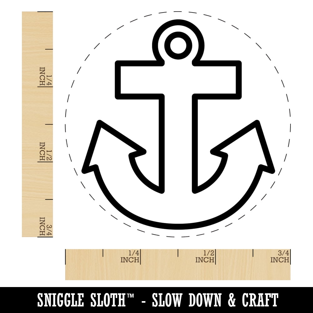 Boat Anchor Nautical Outline Self-Inking Rubber Stamp Ink Stamper - Brown Ink - Small 3/4 Inch