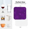 thumbnail image 5 of Leather Coasters with Heat-resistant for Drinks, Purple Glitter Sparkles Cup Coasters Cup Pad Mat for Tabletop Protection, Coffee Table, Office Desk and Housewarming Gift, 5 of 5