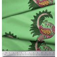 thumbnail image 2 of Soimoi Poly Georgette Fabric Peacock Block Print Fabric by Yard 42 Inch Wide, 2 of 4