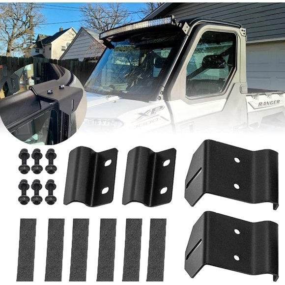 KANGIKX Upper Winshield Pro-fit Cage Light Bar Brackets Curved Straight 50 inch LED Brackets fit for 2013-2020 Polaris Ranger 500 570 XP 900 XP 1000