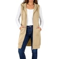 thumbnail image 5 of Edvintorg Jackets for Women Sleeveless Lightweight Zip up Hooded Long Coat with Pockets Fall Outerwear Plus Size Women’S Clothing Khaki XXL, 5 of 7