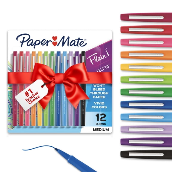 Paper Mate Flair Felt Tip Pen Set, 0.7mm, 12 Count
